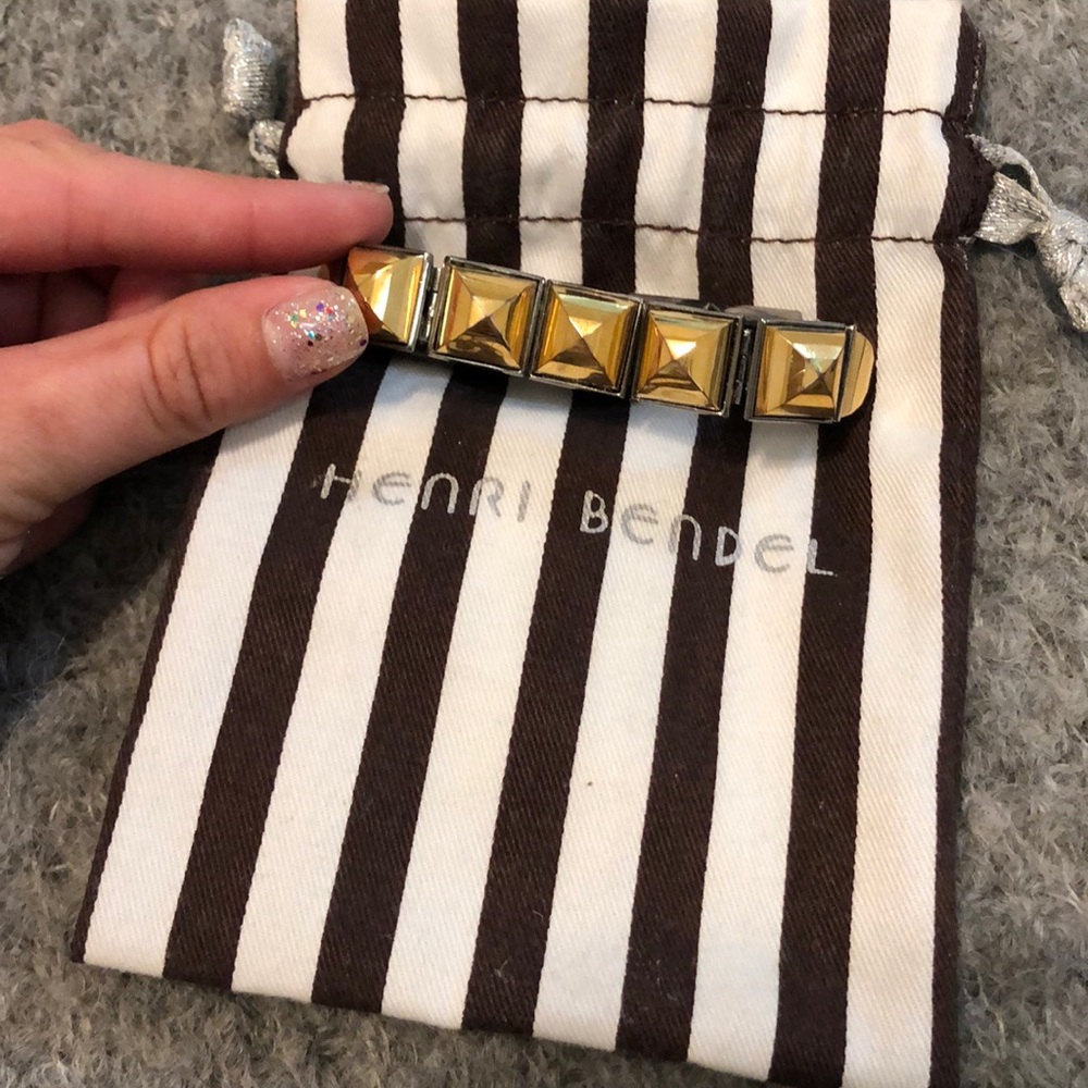 Henri Bendel Silver + gold pyramid stud bracelet